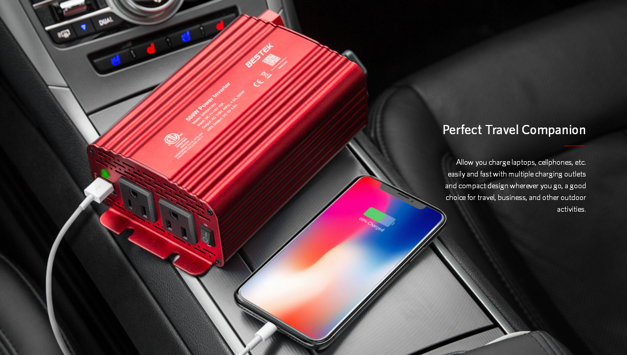 BESTEK 200W Power Inverter for Car with 2 AC Outlets and 4.5A Dual USB  Ports Car Power Inverter Adapter with Car Cigarette Lighter Socket