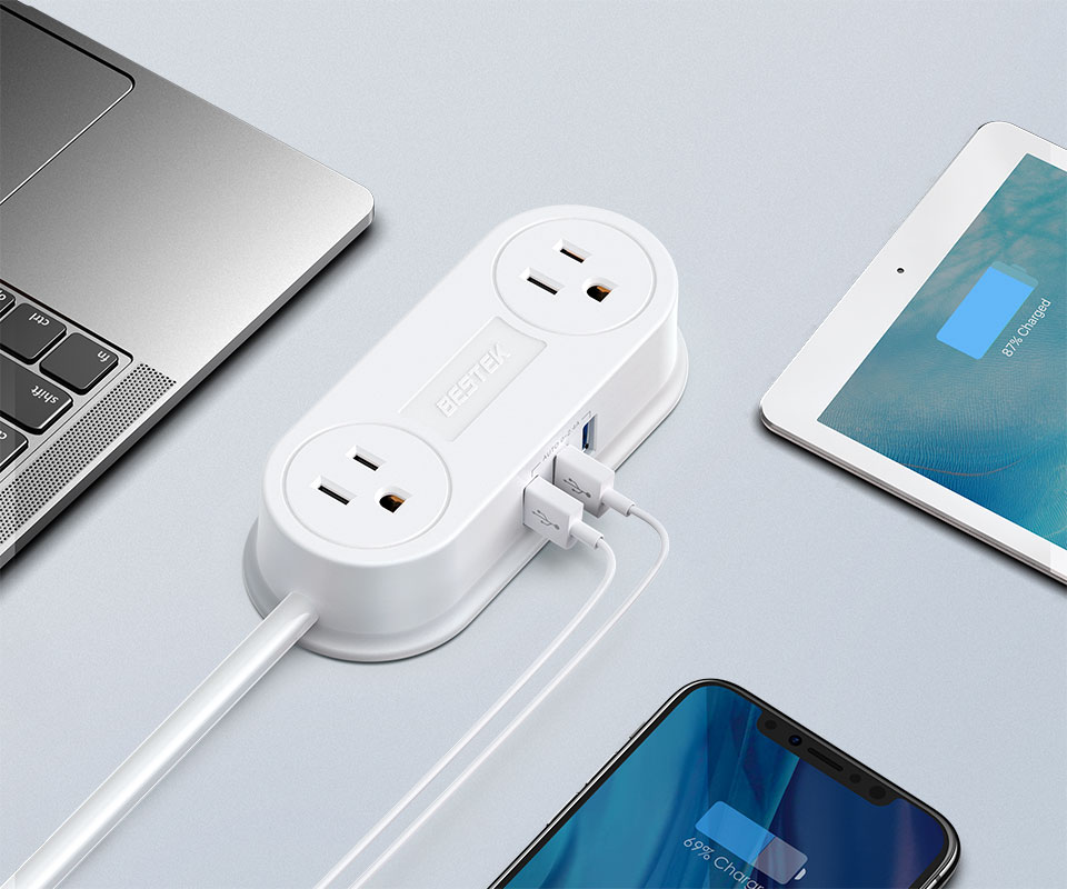  BESTEK Power Station with Quick Charge 3.0, 66W 10 Port USB  Charging Station Multi Charger Organizer with 2-Outlet Power Strip for  Multiple Devices : Electronics